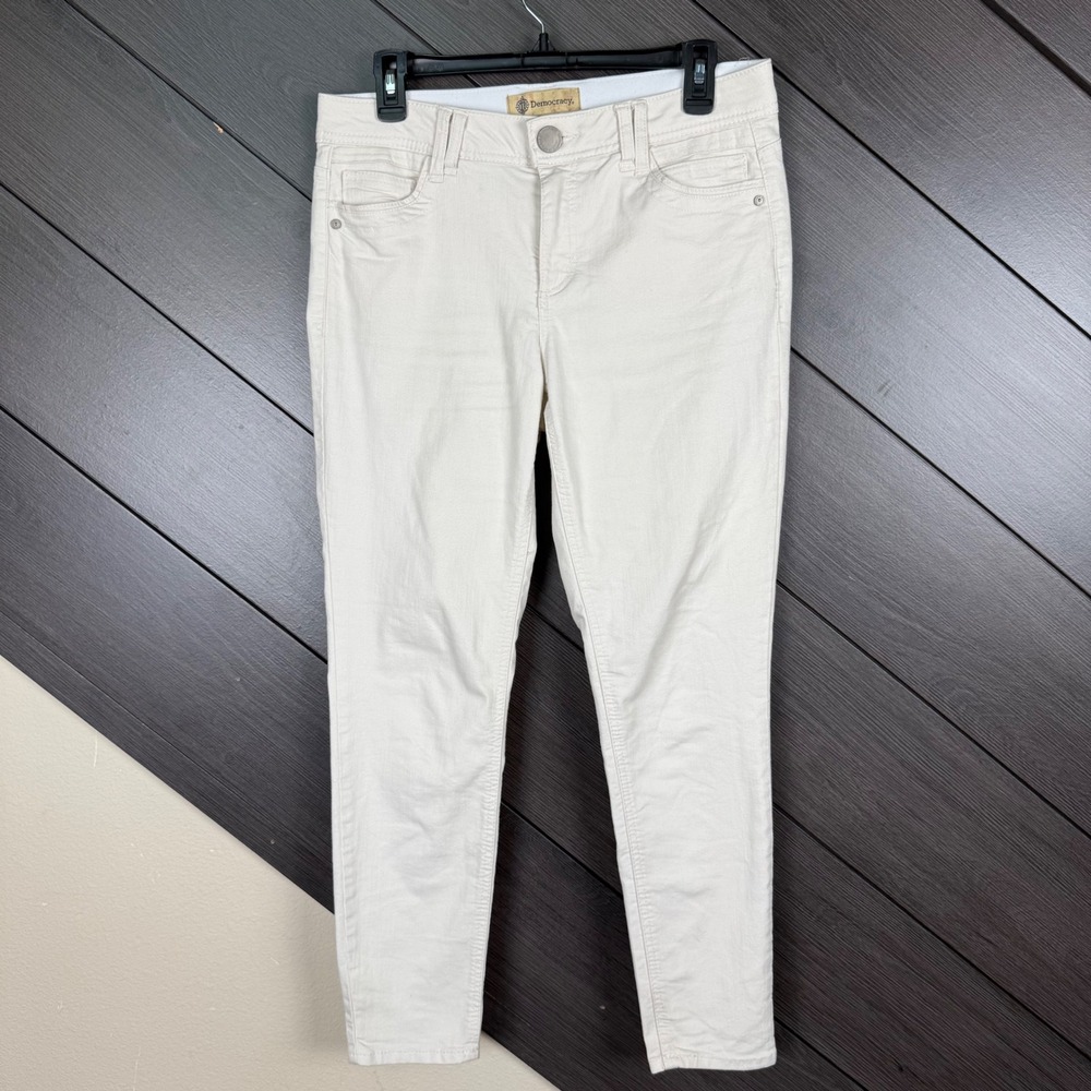 Democracy Ab Technology Women's Size 8 Skinny Pants Ivory White Stretch